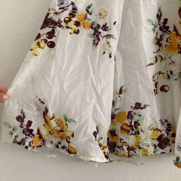 Evangeline Silk Blend Floral Knee Length Skirt White Flowy Fairy Cottagecore 4 - Picture 4 of 9